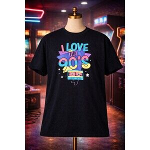 I Love The 90s T-Shirt Men’s L Retro Throwback Graphic Tee Y2K Party Birthflower
